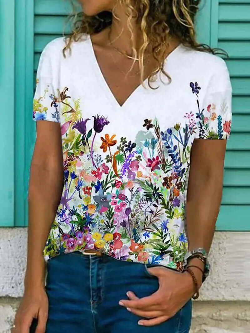 Women V-neck 3d Dragonfly Print T Shirt - Viva Bella