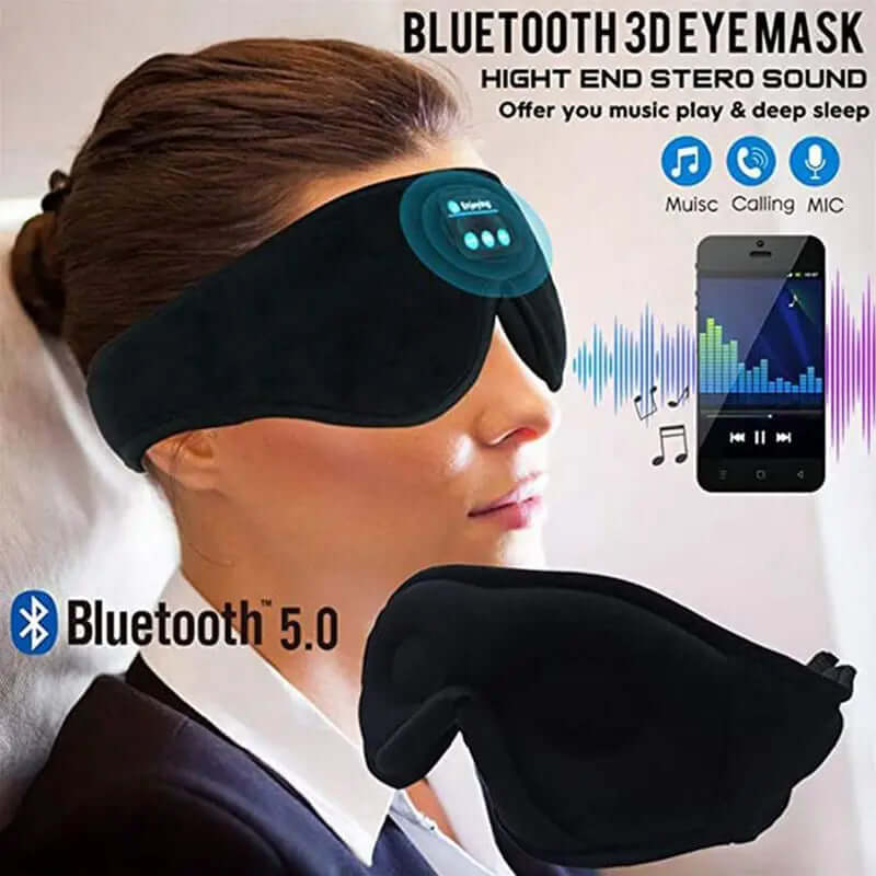 Mask For Sleep Headphones Bluetooth 3D Eye Mask Music Play Sleeping Headphones with Built-in HD Speaker - Viva Bella