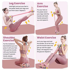 Four-Tube Pedal Tensioner Multi-Functional Household Fitness Equipment Yoga Abdominal Strengthening Elastic Band Tension Rope - Viva Bella