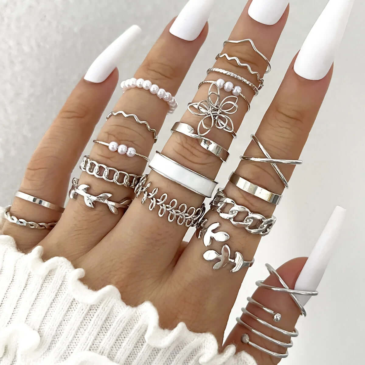 Fashion Simple Wave Joint Rings Set - Viva Bella