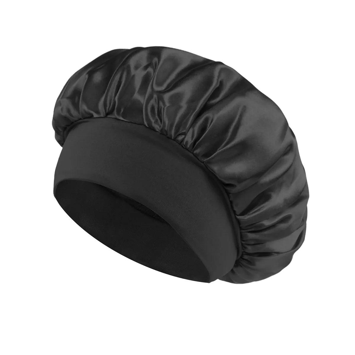1pcs Soft Silk Satin Lined Bonnet Large Satin Hair Bonnet Household Sleep Shower Cap Hair Wrap Cover for Long Hair Salon Tool - Viva Bella