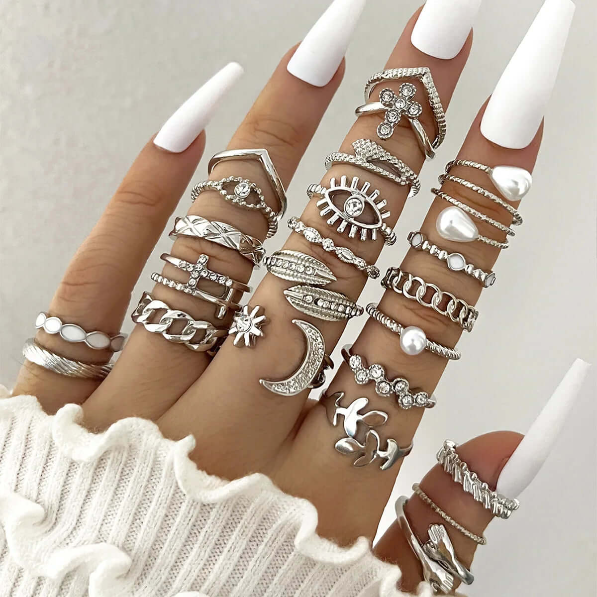 Fashion Simple Wave Joint Rings Set - Viva Bella