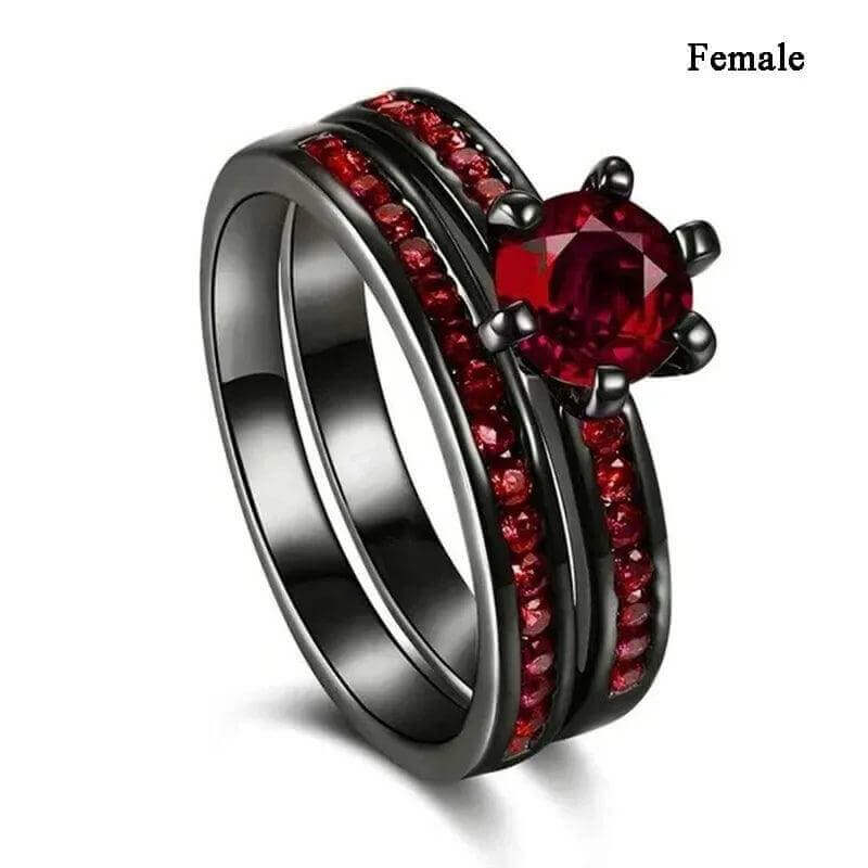 Couple Rings Set – Zirconia & Stainless Steel Wedding Jewelry - Viva Bella