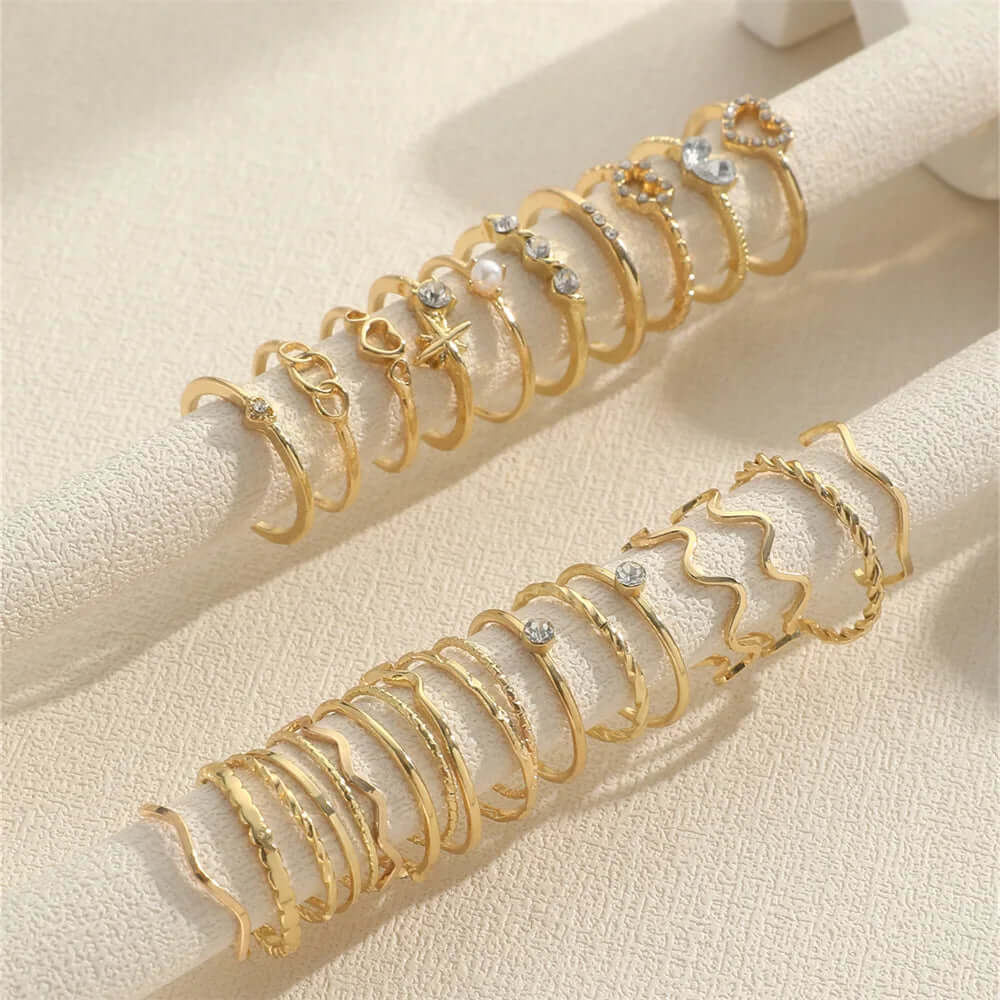 Fashion Simple Wave Joint Rings Set - Viva Bella