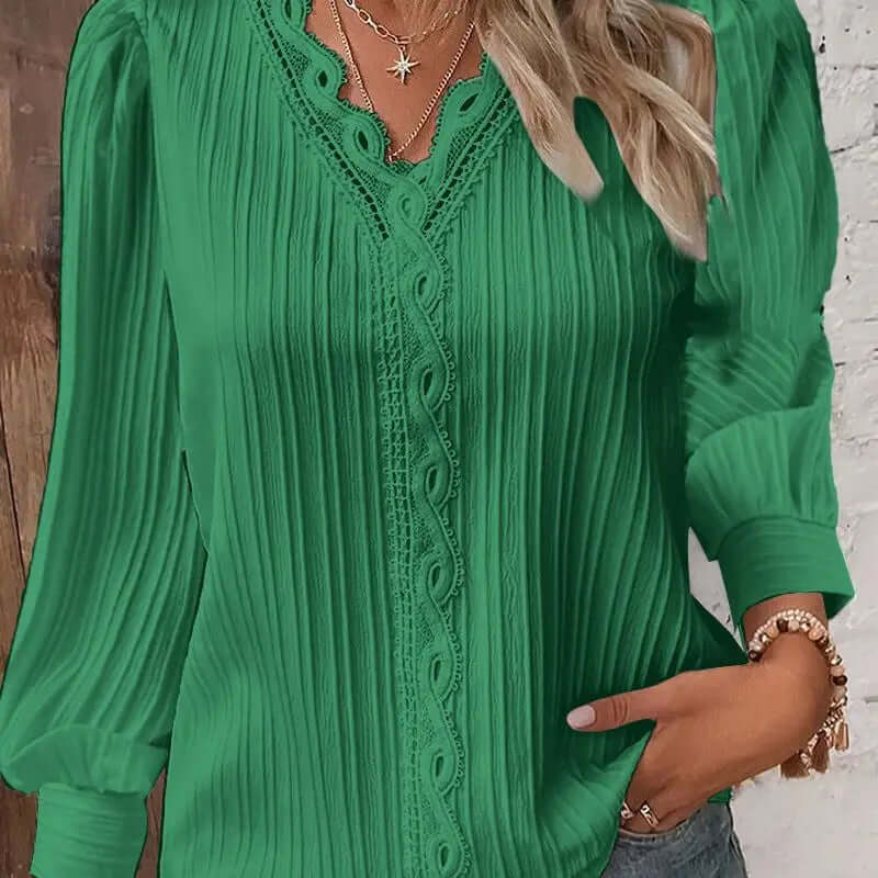 Fashion V-neck Patchwork Tops - Viva Bella