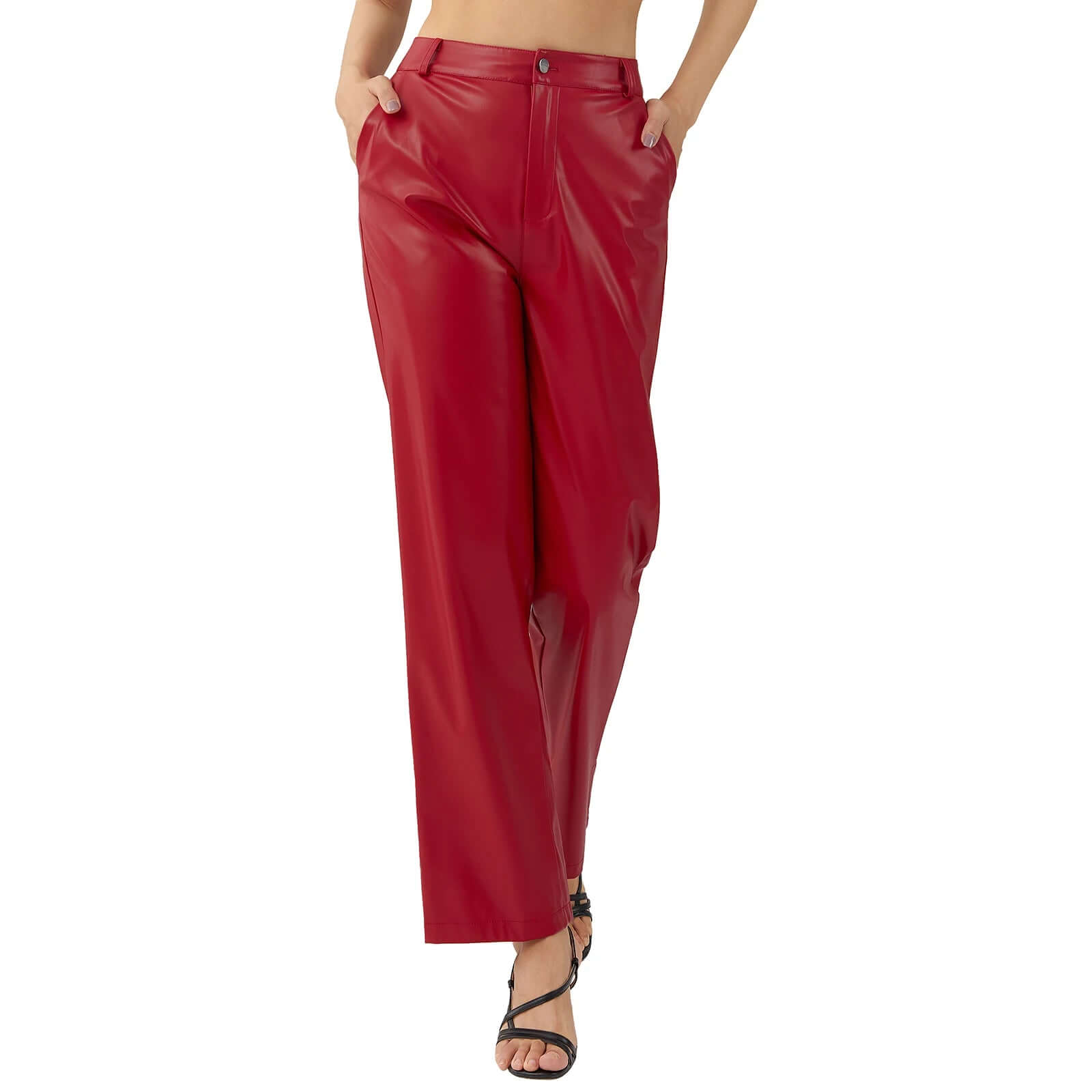 High-Waist PU Leather Trousers – Edgy & Comfortable - Viva Bella