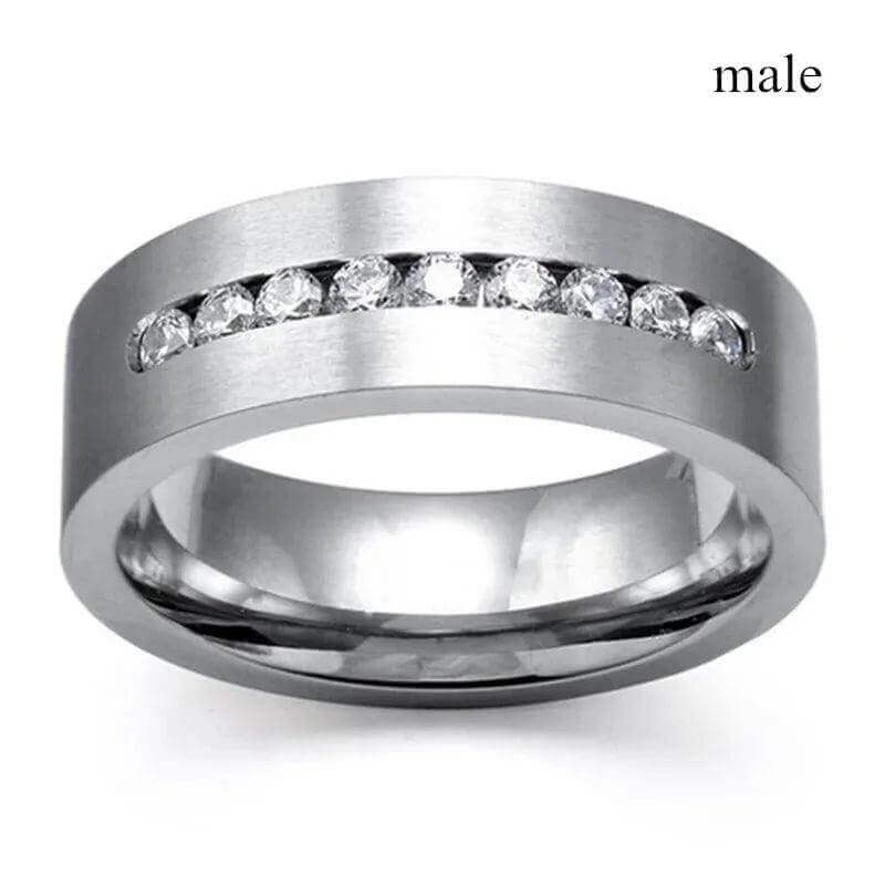 Couple Rings Set – Zirconia & Stainless Steel Wedding Jewelry - Viva Bella