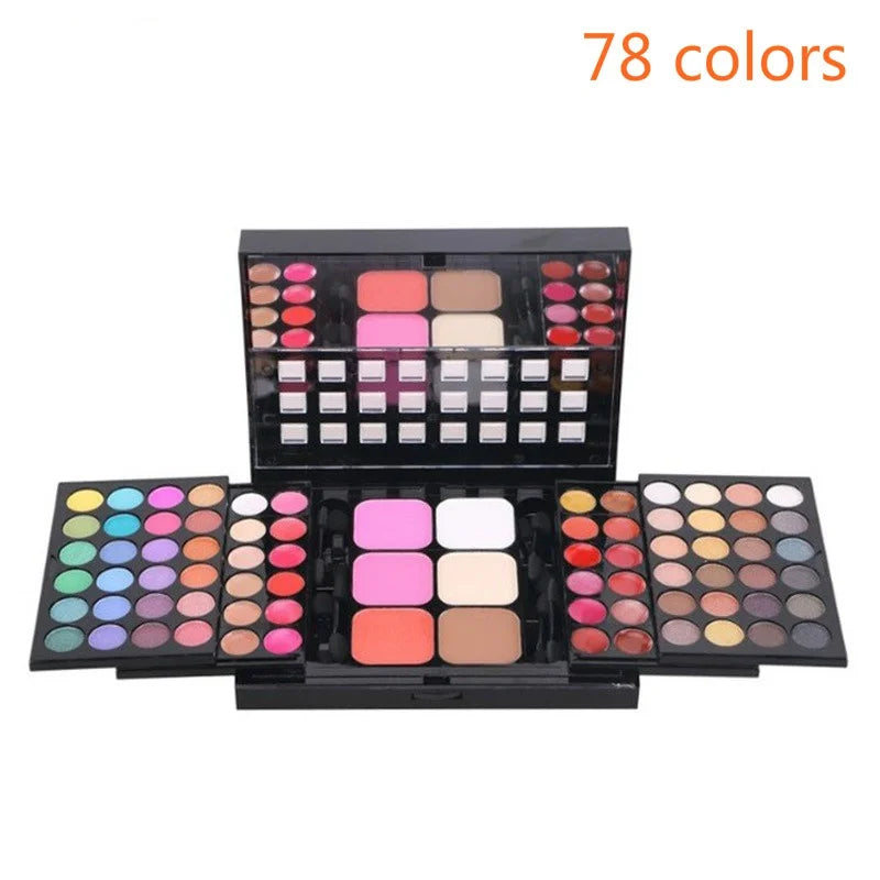 78-Color Glitter Eyeshadow Palette – Matte + Shimmer Combo