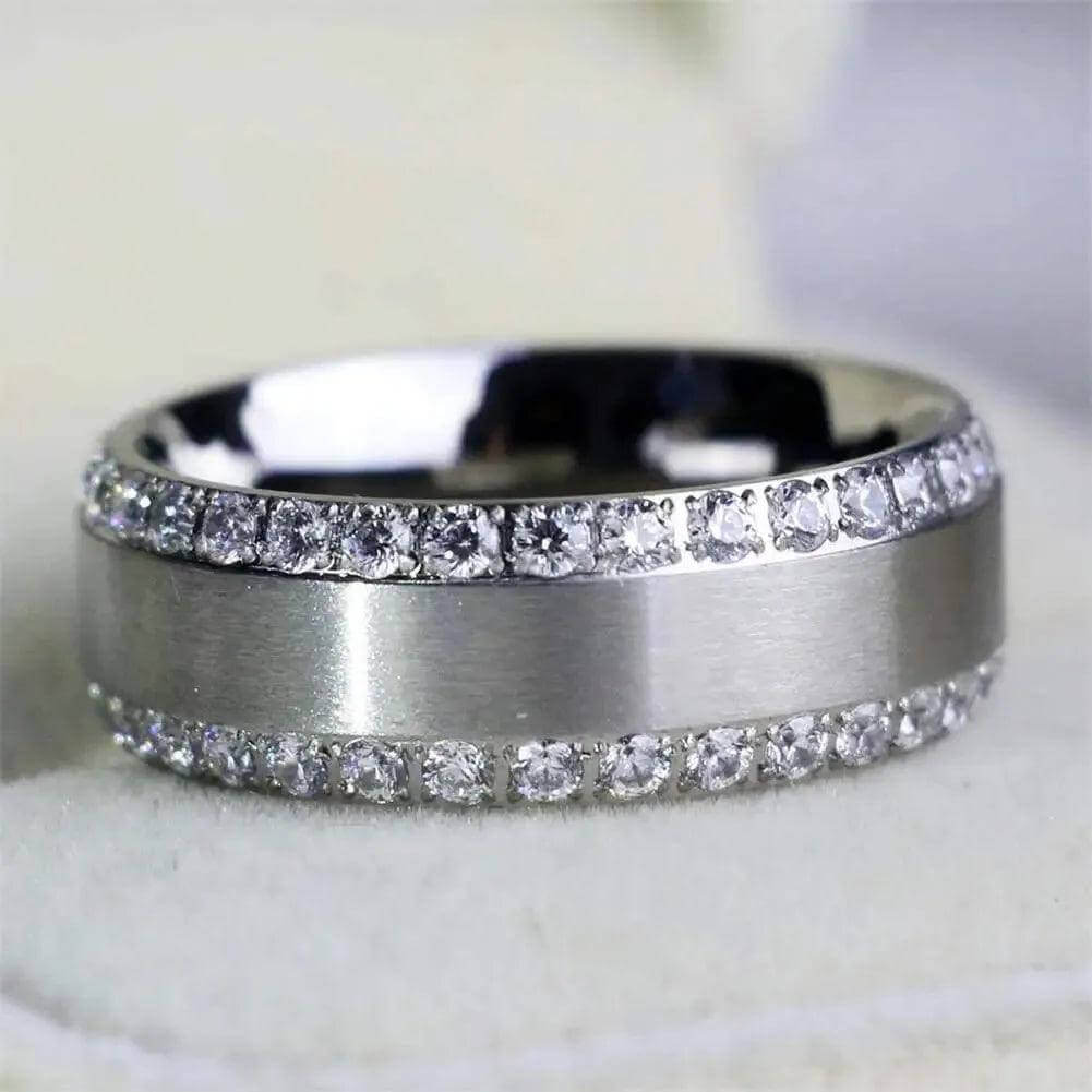 Couple Rings Set – Zirconia & Stainless Steel Wedding Jewelry - Viva Bella