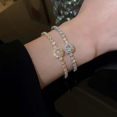 18K Gold Plated Rhinestone Bracelet – Square Zircon Adjustable Design - Viva Bella