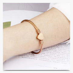 Stainless Steel Cable Heart Bracelet - Viva Bella