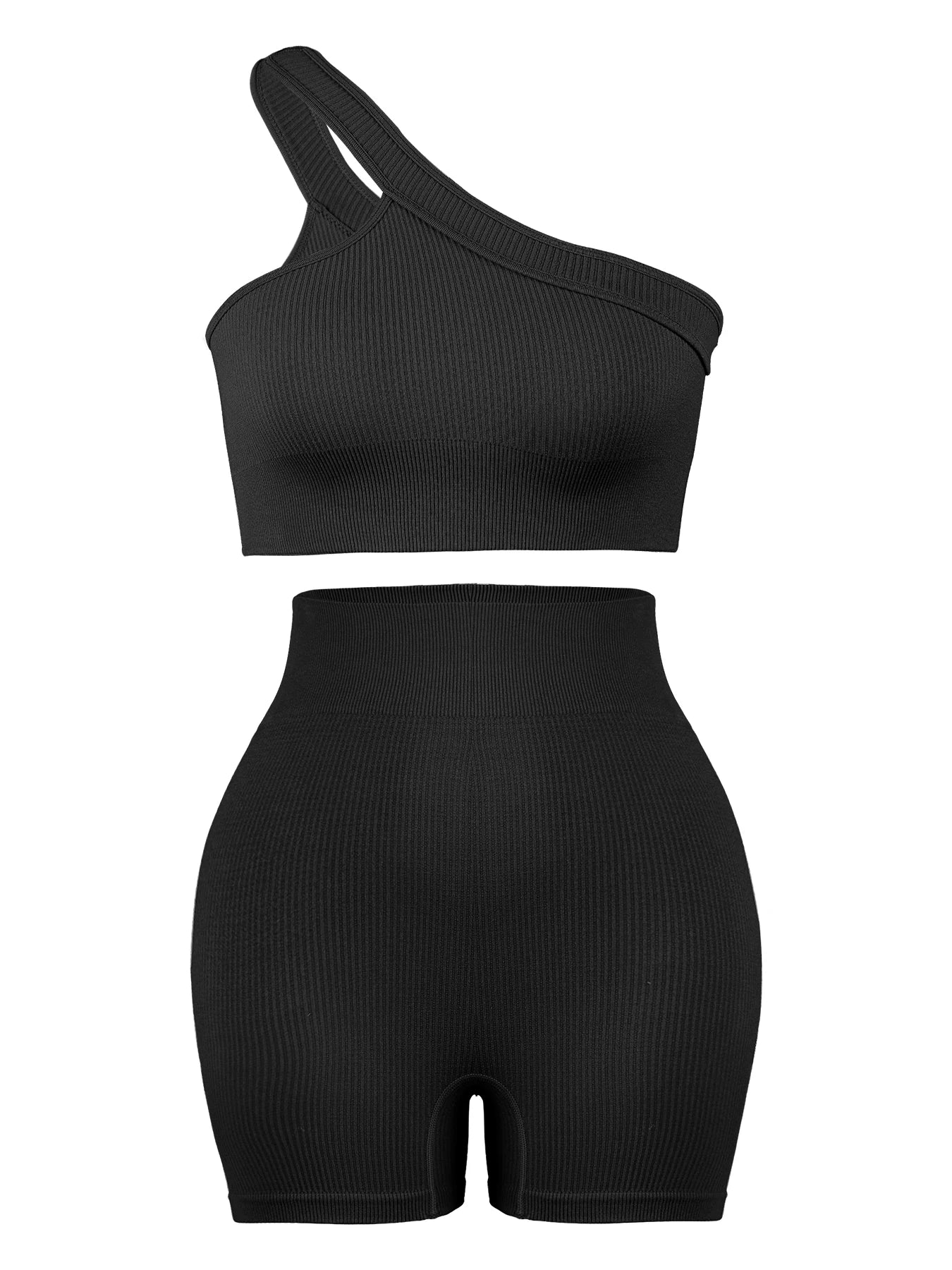 Seamless Ribbed Fitness Set – Bra & Leggings (No Pads)