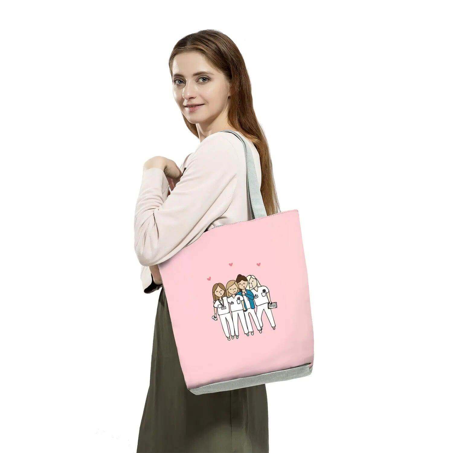 Custom Cartoon Nurse Tote Bag - Reusable Fashion Handbag - Viva Bella