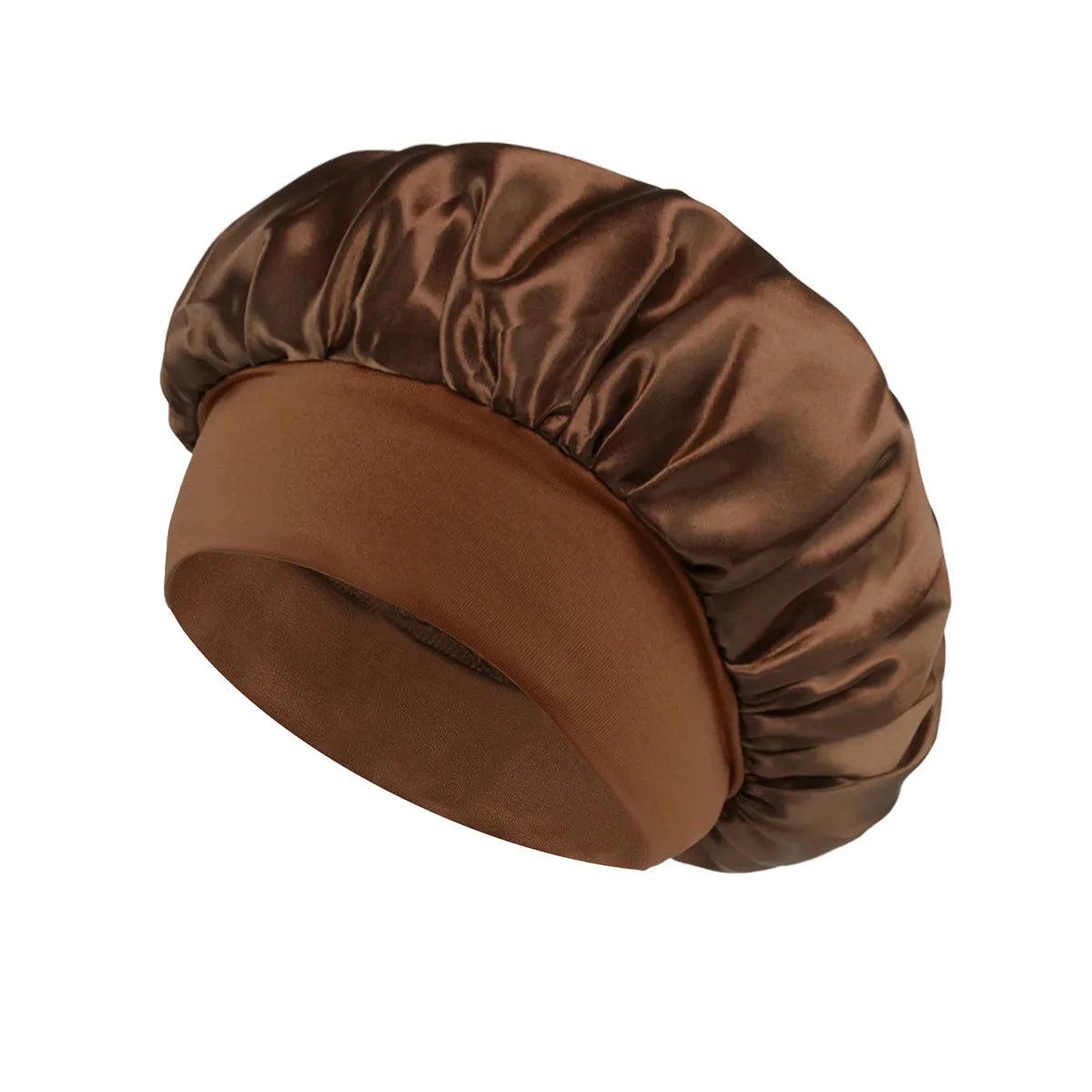 1pcs Soft Silk Satin Lined Bonnet Large Satin Hair Bonnet Household Sleep Shower Cap Hair Wrap Cover for Long Hair Salon Tool - Viva Bella