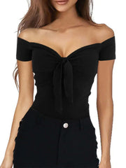Sexy Slim Off Shoulder T-Shirt - Viva Bella