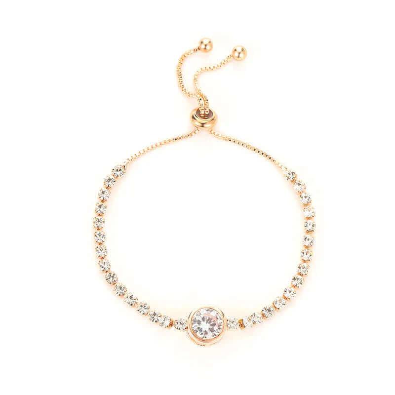 18K Gold Plated Rhinestone Bracelet – Square Zircon Adjustable Design - Viva Bella