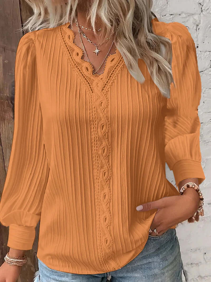 Fashion V-neck Patchwork Tops - Viva Bella