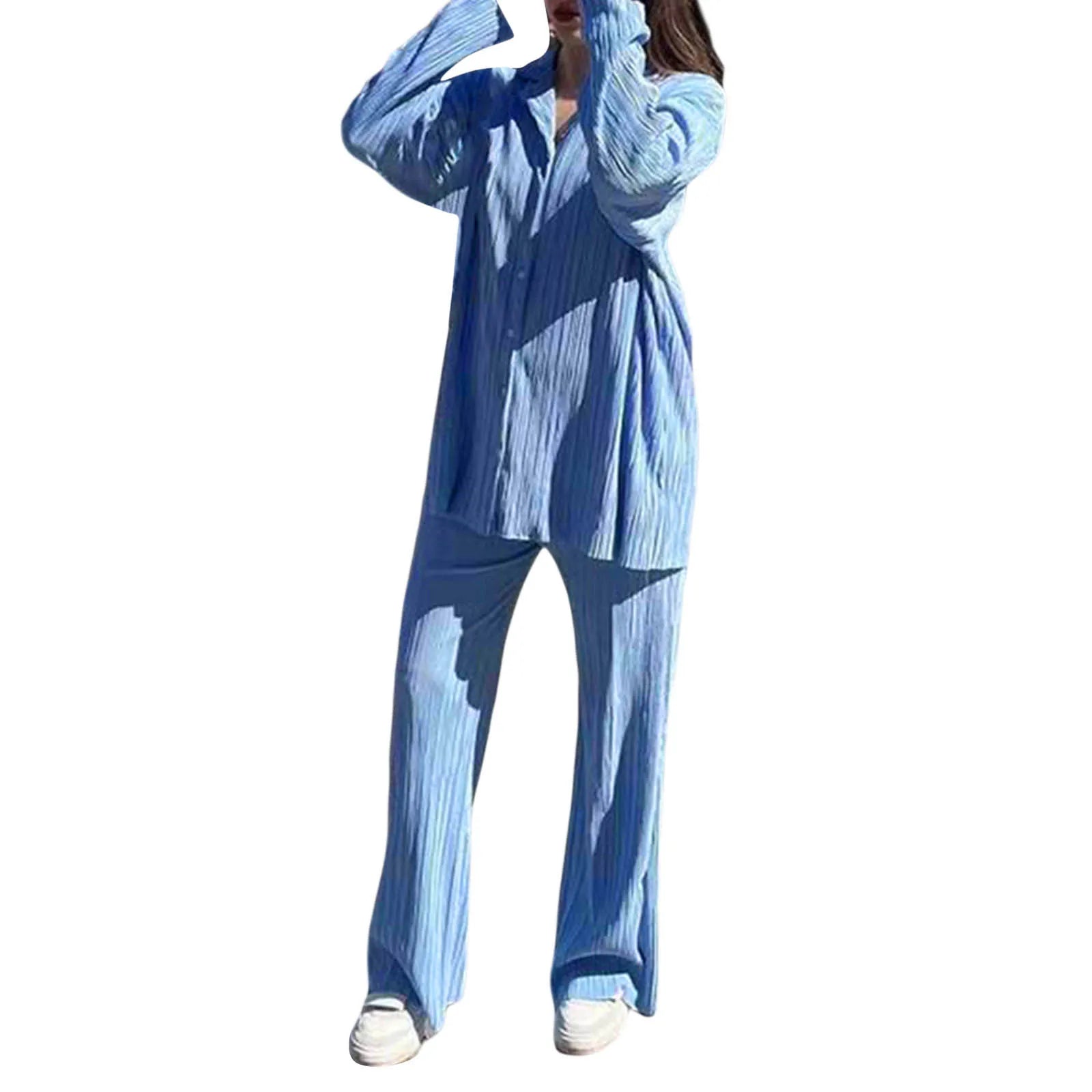 Soft Button-Down Shirt & Pleated Pants Set – Effortless Power Dressing - Viva Bella