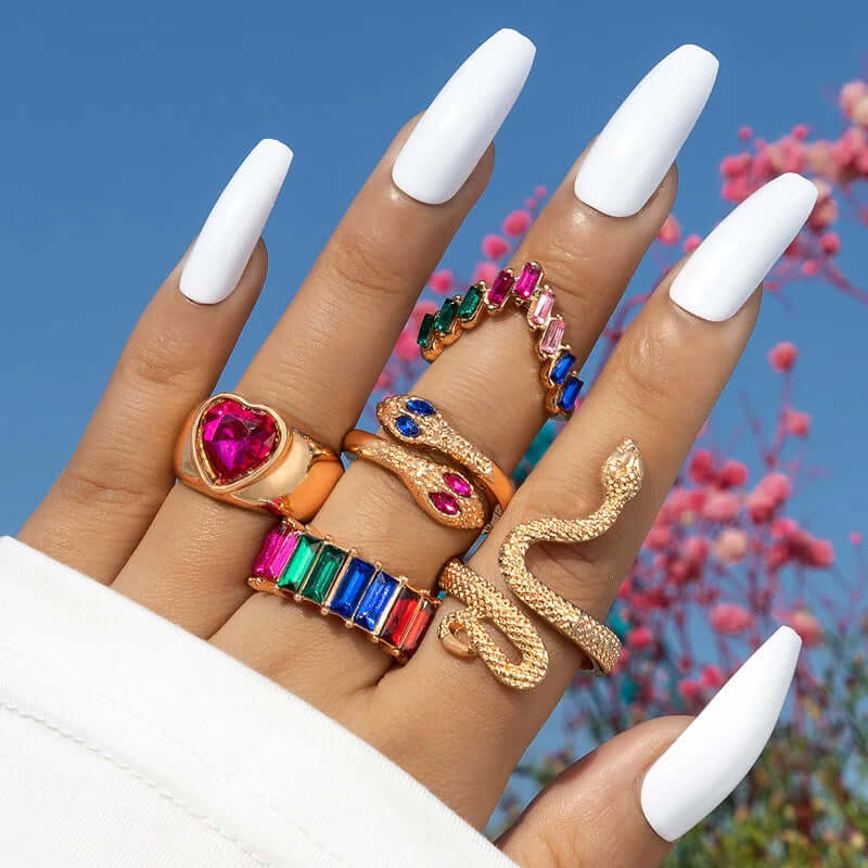 Vintage Long Snake Ring Set For Women - Viva Bella