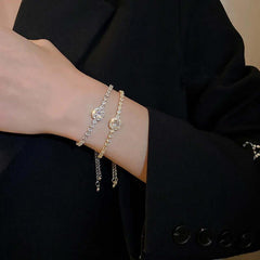 18K Gold Plated Rhinestone Bracelet – Square Zircon Adjustable Design - Viva Bella