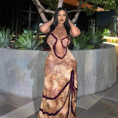 Luxury Furry Halter Dress – Split Evening Gown for Special Occasions - Viva Bella