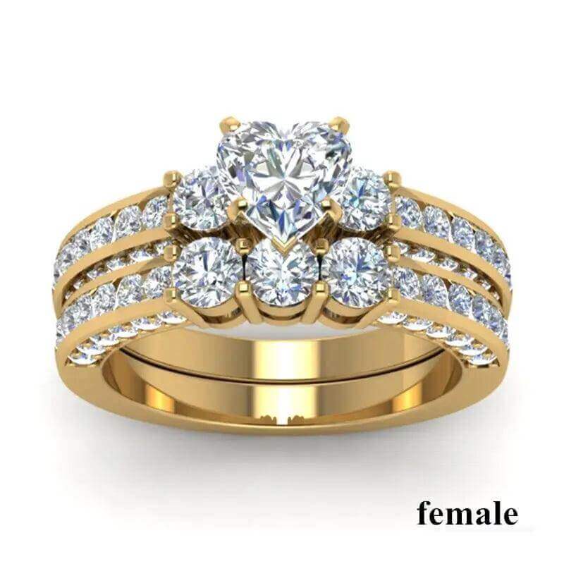 Couple Rings Set – Zirconia & Stainless Steel Wedding Jewelry - Viva Bella