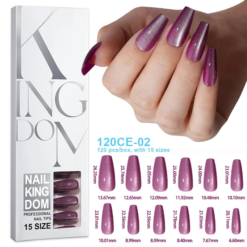 Cat Eye Pink Press-On Nails – Salon Style, No Wait (120pcs)