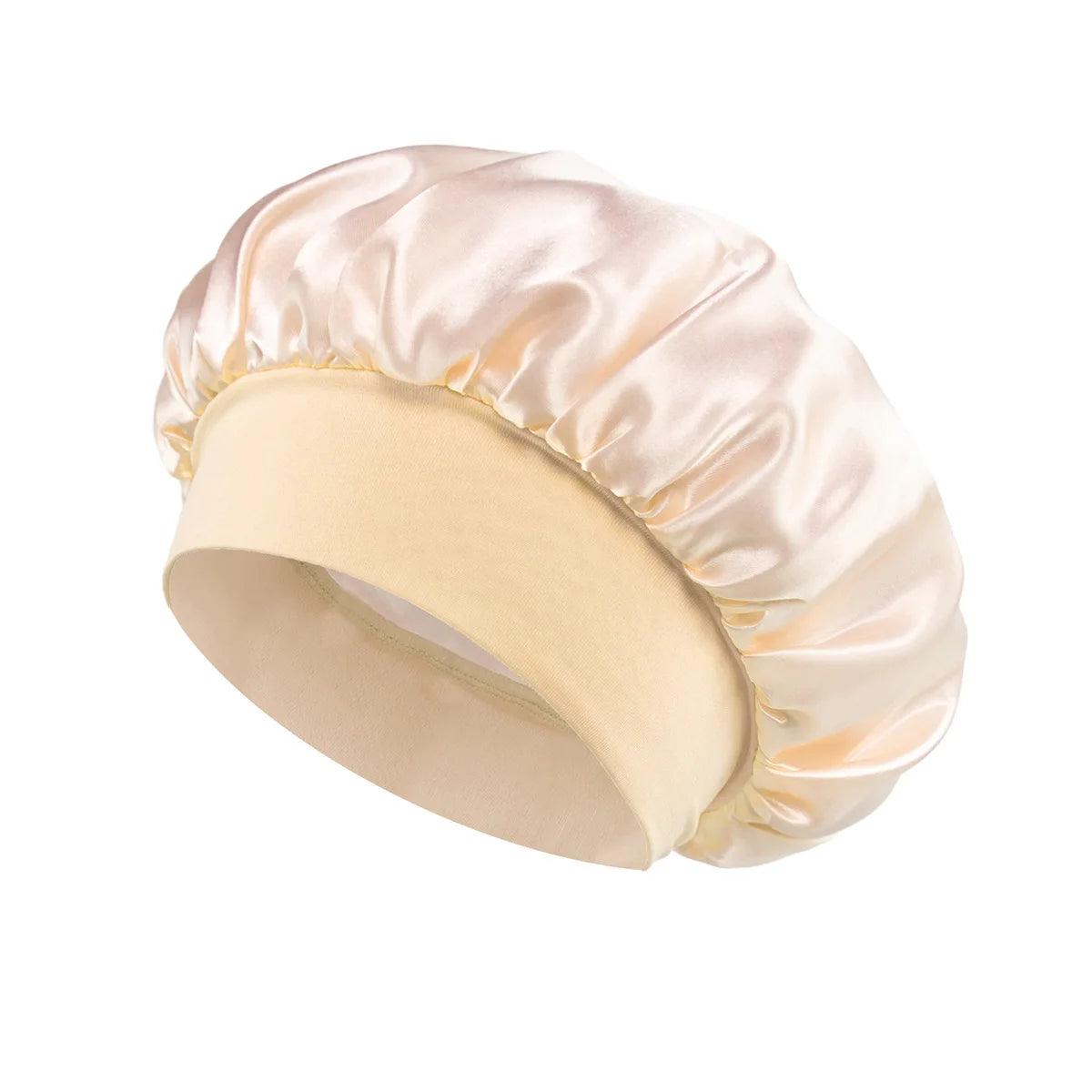 1pcs Soft Silk Satin Lined Bonnet Large Satin Hair Bonnet Household Sleep Shower Cap Hair Wrap Cover for Long Hair Salon Tool - Viva Bella