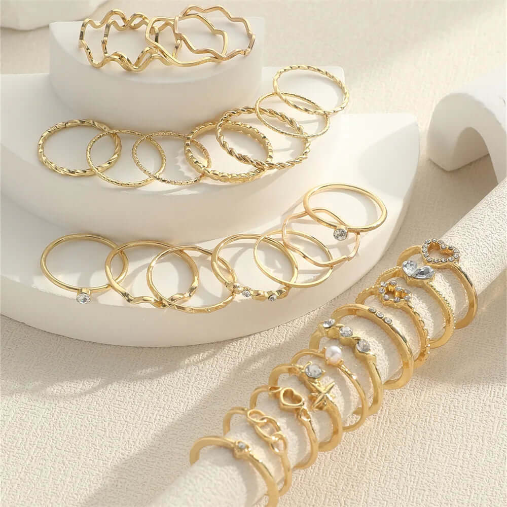 Fashion Simple Wave Joint Rings Set - Viva Bella