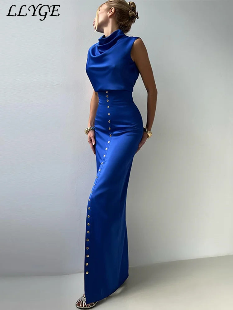 Satin Crop Top & Button Skirt Set – Sleek Spring Statement