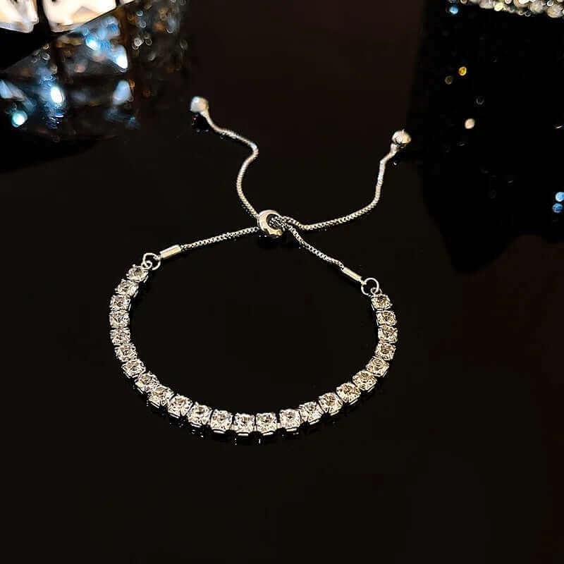 18K Gold Plated Rhinestone Bracelet – Square Zircon Adjustable Design - Viva Bella