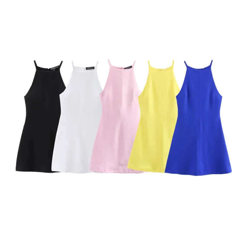 Halter A-Line Knitted Dress – Sleeveless Stretch Fit - Viva Bella
