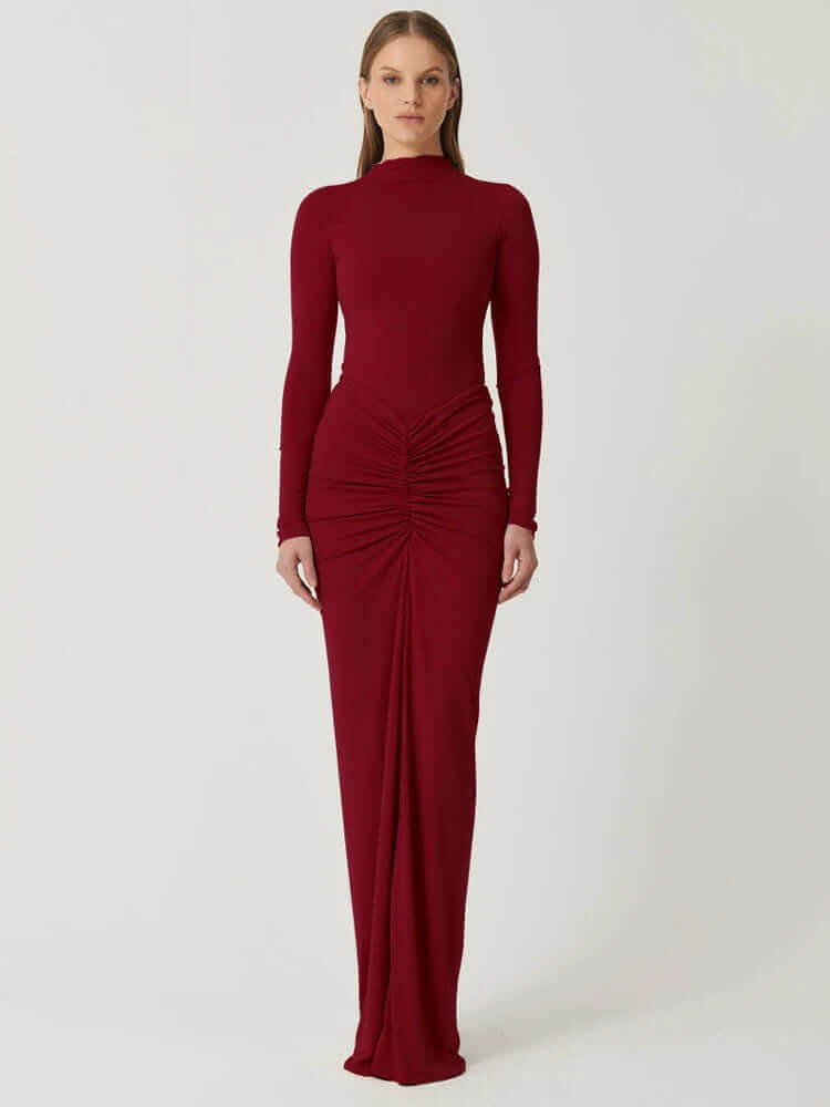 Pleated High-Waist Patchwork Maxi Dress – Women's Party Look 2024 - Viva Bella